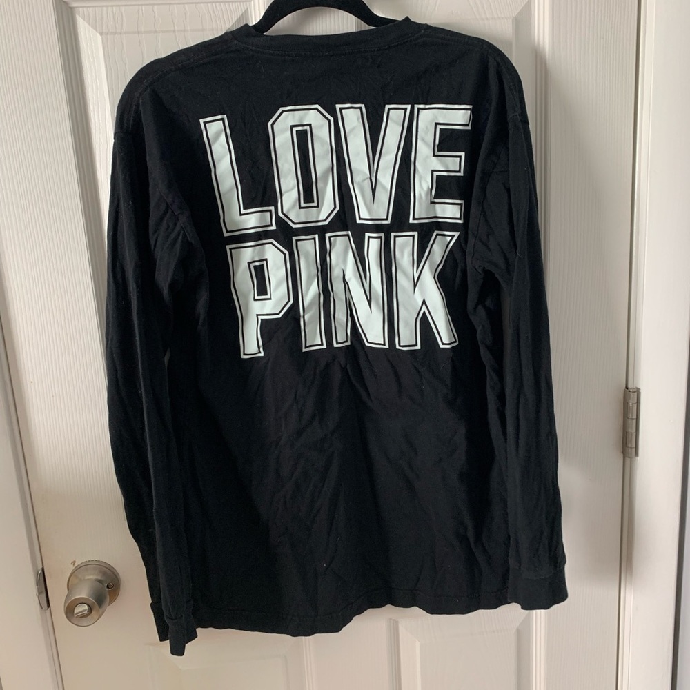 Black PINK Victoria’s Secret crew neck long sleeve shirt size medium
